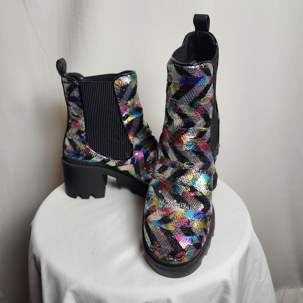Betsey Johnson Vibrant Sequin Ankle Boots